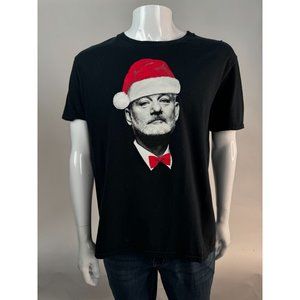 Anvil Ring Spun Bill Murray Santa Holiday TShirt Lg Black Cotton
